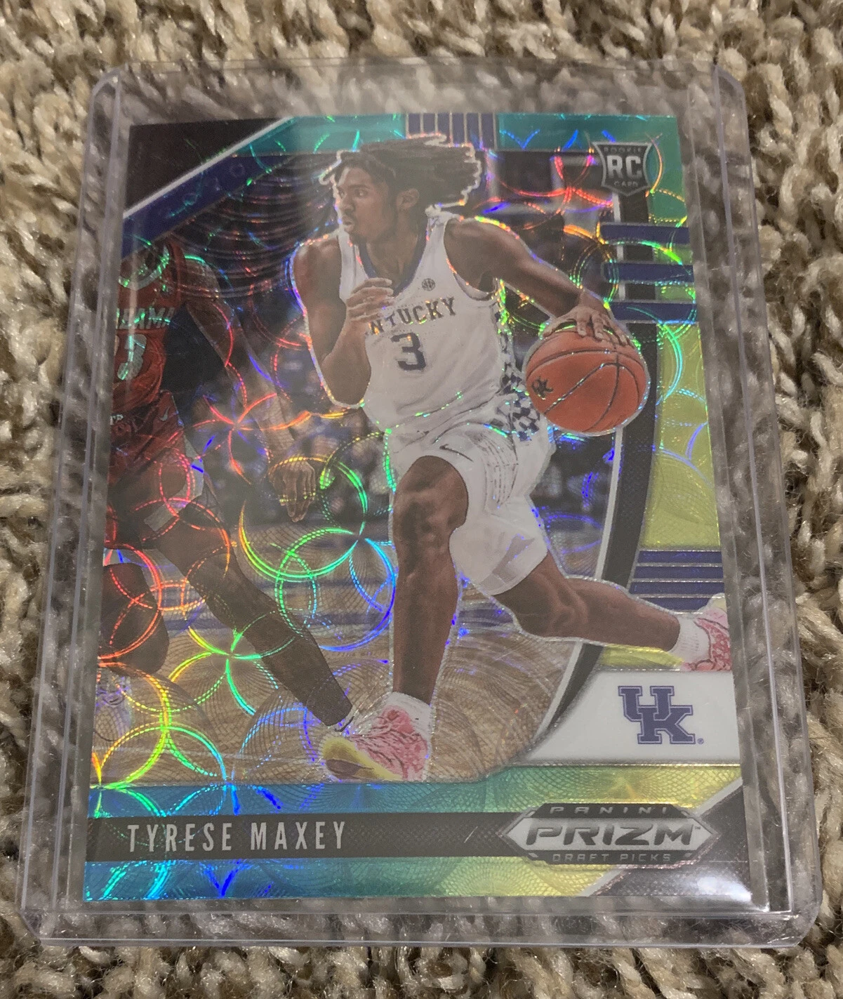 2020 PRIZM Draft Picks Choice Tyrese Maxey Blue Green And Yellow PRIZM. #14....
