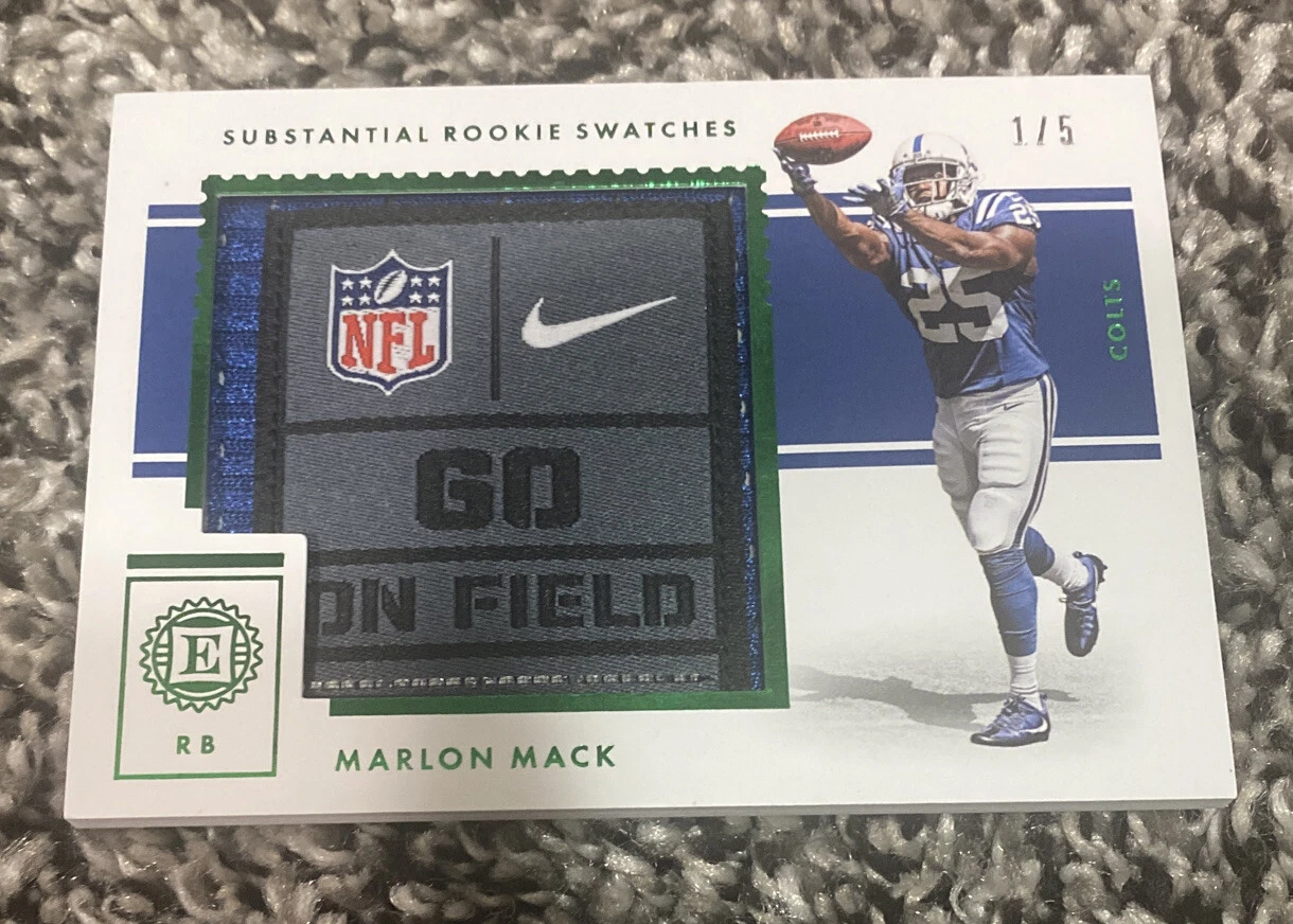 2017 Encased Colts Marlon Mack Substantial Rookie Swatches LAUNDRY TAG 1/5 GREEN
