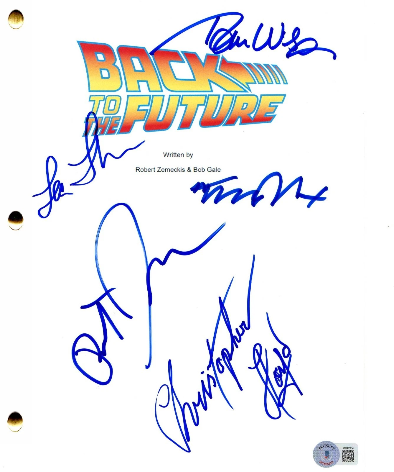 Back to the Future Cast Signed Full Script Fox, Lloyd, Zemeckis, Autograph BAS

