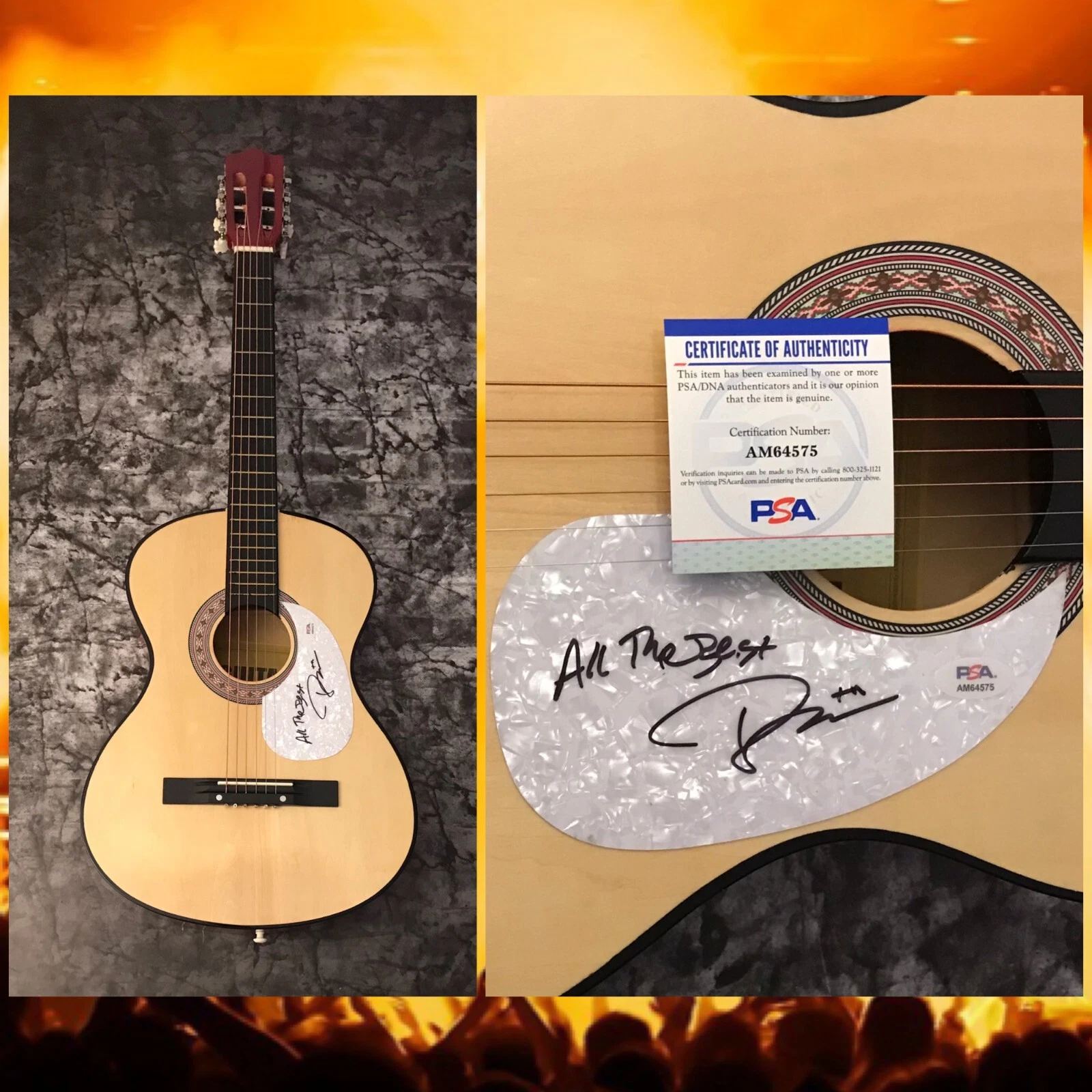 PSA Play That Funky Music * ROB PARISSI * Signed Acoustic Guitar Wild Cherry COA
