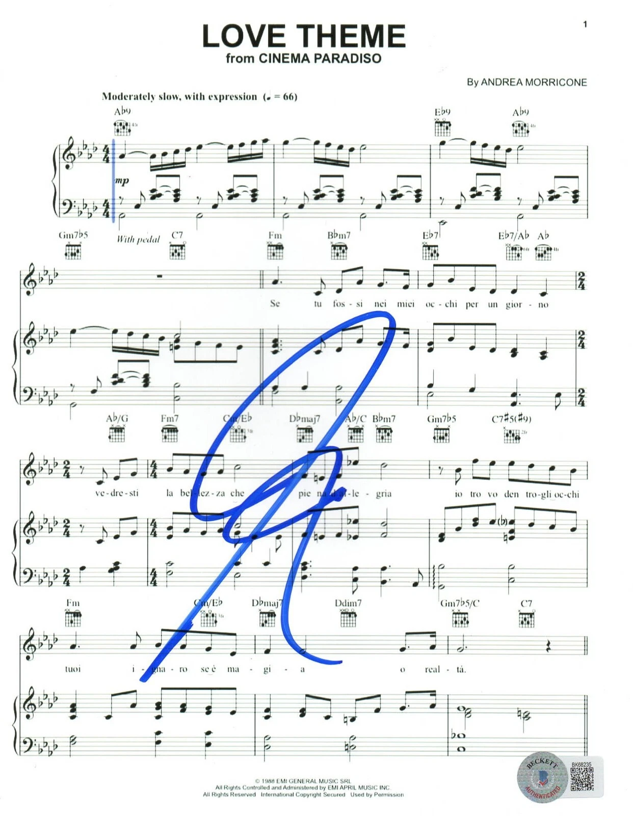 Josh Groban Signed Sheet Music Love Theme Cinema Paradiso Autograph Beckett
