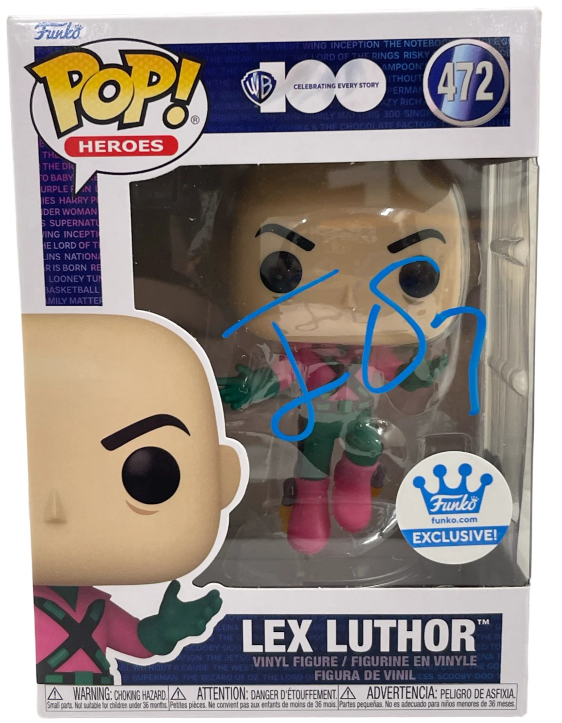 JESSE EISENBERG SIGNED LUX LUTHOR FUNKO 472 FIGURE AUTHENTIC AUTOGRAPH BECKETT
