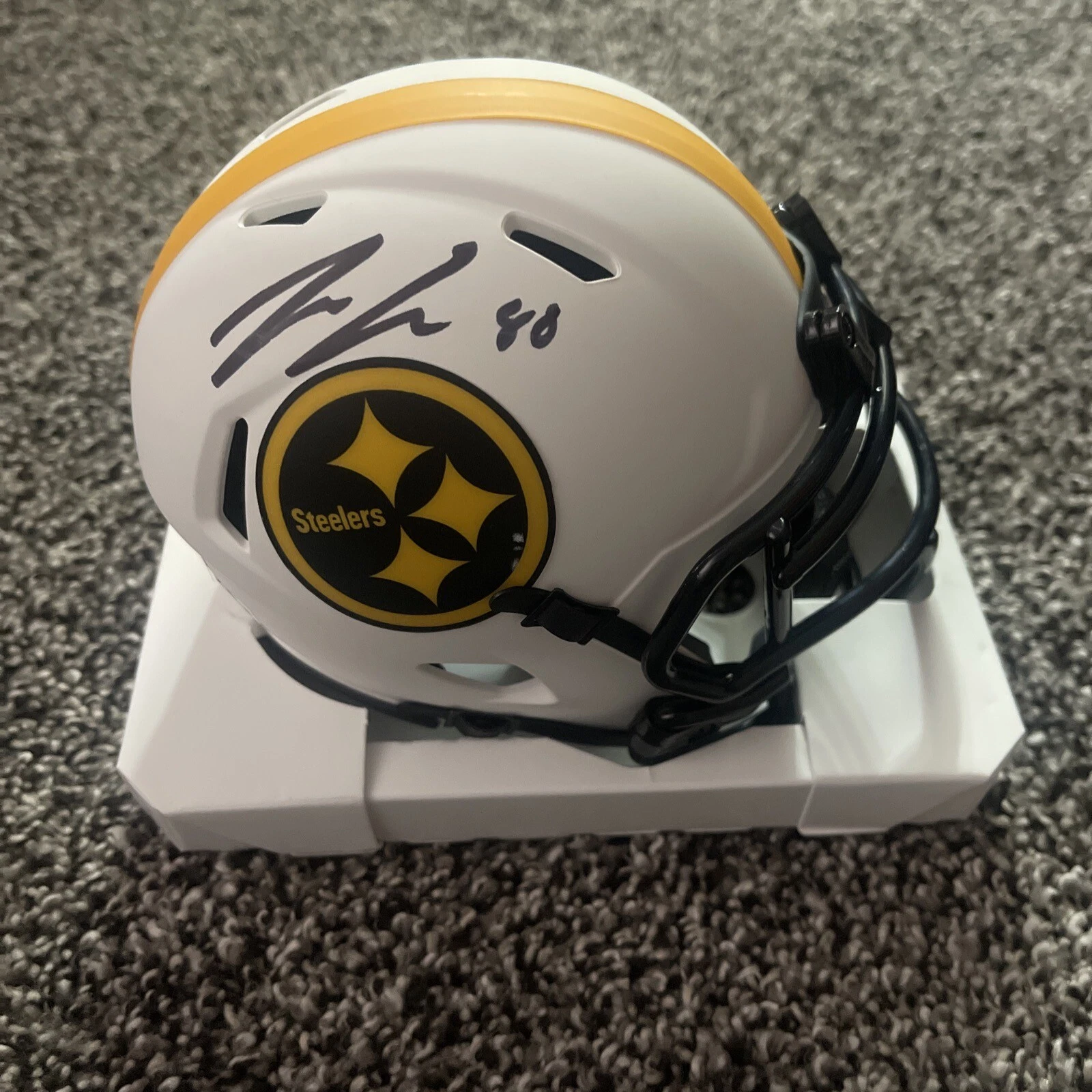 PAT FREIERMUTH Autographed STEELERS Mini Helmet Lunar Eclipse Beckett COA
