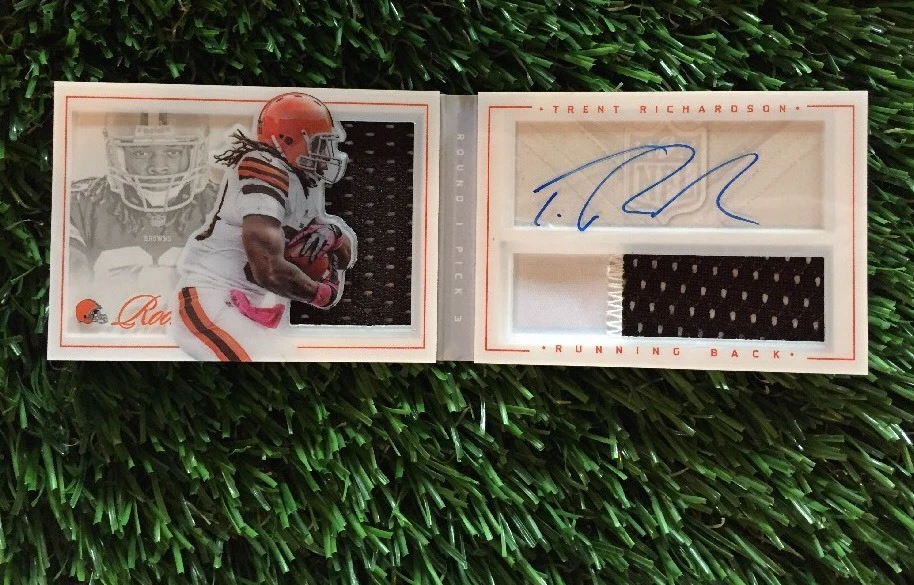 2013 PANINI PLAYBOOK TRENT RICHARDSON ROOKIE AUTO JUMBO PATCH LOGO BOOK /149

