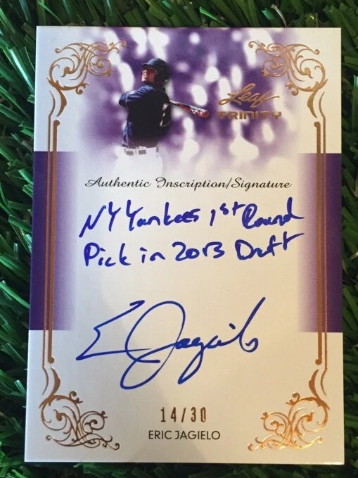 ERIC JAGIELO Autograph #'d /30 2015 LEAF TRINITY Auto/INSCRIBED
