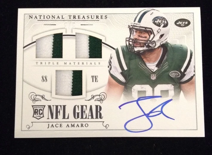 2014 National Treasures Jace Amaro TRIPLE Jersey Auto SP 5/5 EBAY 1/1
