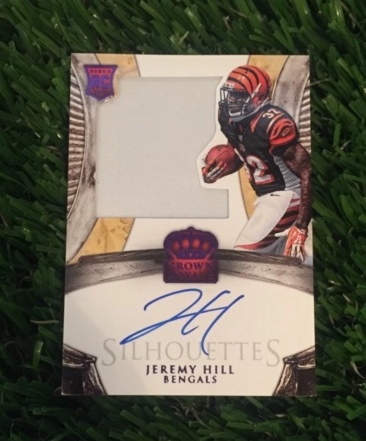 JEREMY HILL 2014 CROWN ROYALE PURPLE SILHOUETTE PATCH AUTO RC #D /25 Bengals
