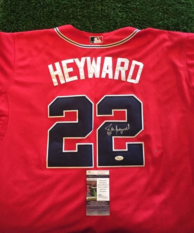 JASON HEYWARD ATLANTA BRAVES SIGNED Red Jersey JSA/COA K56839
