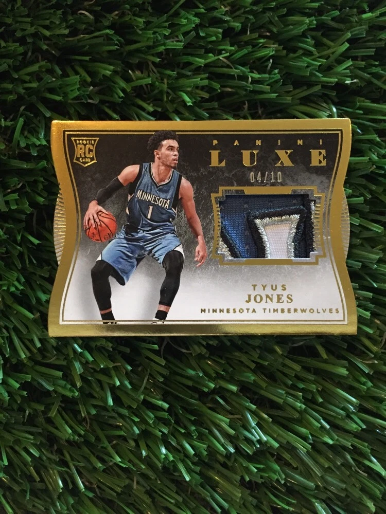 2015-16 Panini Luxe Tyus Jones #85 GOLD Parallel RC 4 Color Logo Patch SP #D /10

