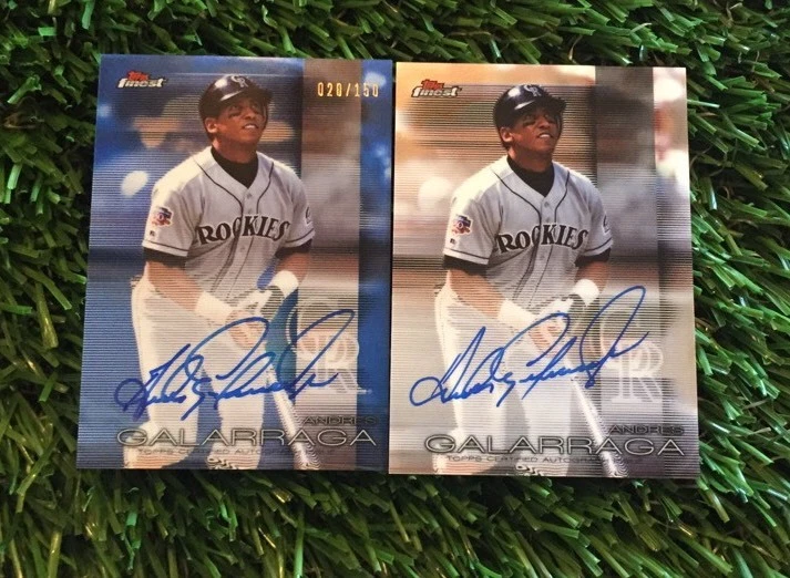 (2) 2016 TOPPS FINEST AUTO BLUE REFRACTOR & BASE ANDRES GALARRAGA #D /150 COLLECTIBLE MEMORABILIA