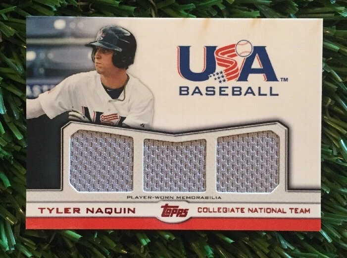 TYLER NAQUIN 2011 TOPPS USA BASEBALL TRIPLE JERSEY RC #ED /25 INDIANS
