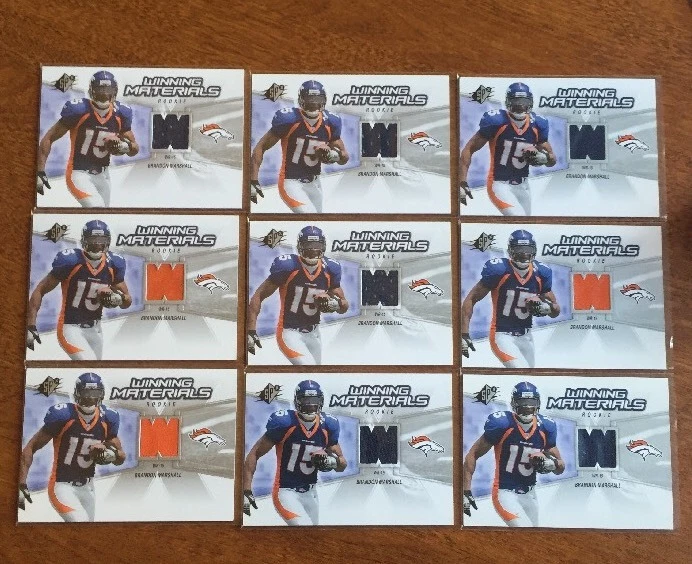 (9) 2006 UD SPX Brandon Marshall Winning Materials Rookie Jersey Card LOT
