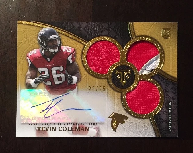 2015 Triple Threads Tevin Coleman RC 3 CLR Patch Auto #ED /25 SSP FALCONS
