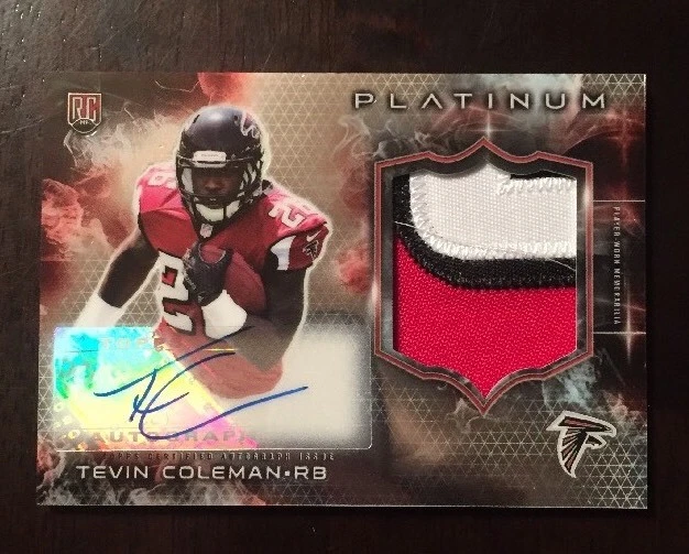 2015 Topps Platinum Tevin Coleman Rookie 3 CLR Jersey Patch Auto FALCONS
