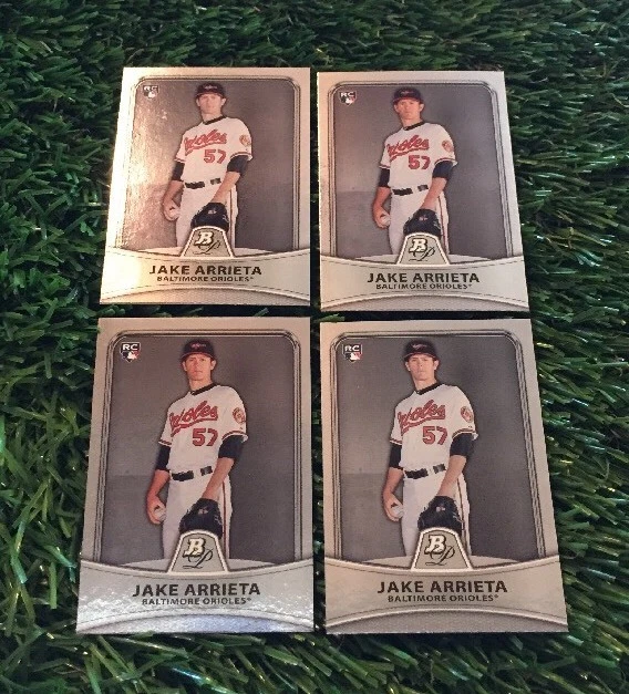 (4) 2010 BOWMAN PLATINUM JAKE ARRIETA ROOKIE LOT #11 CUBS

