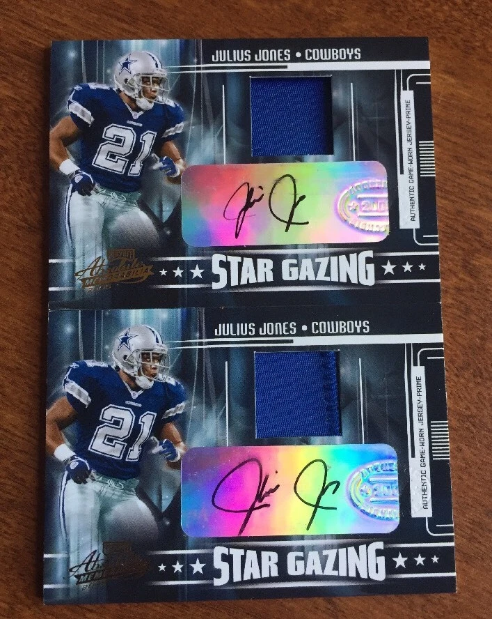 (2) 2005 PLAYOFF ABSOLUTE MEMORABILIA PATCH AUTO LOT JULIUS JONES #D /150 COLLECTIBLE MEMORABILIA