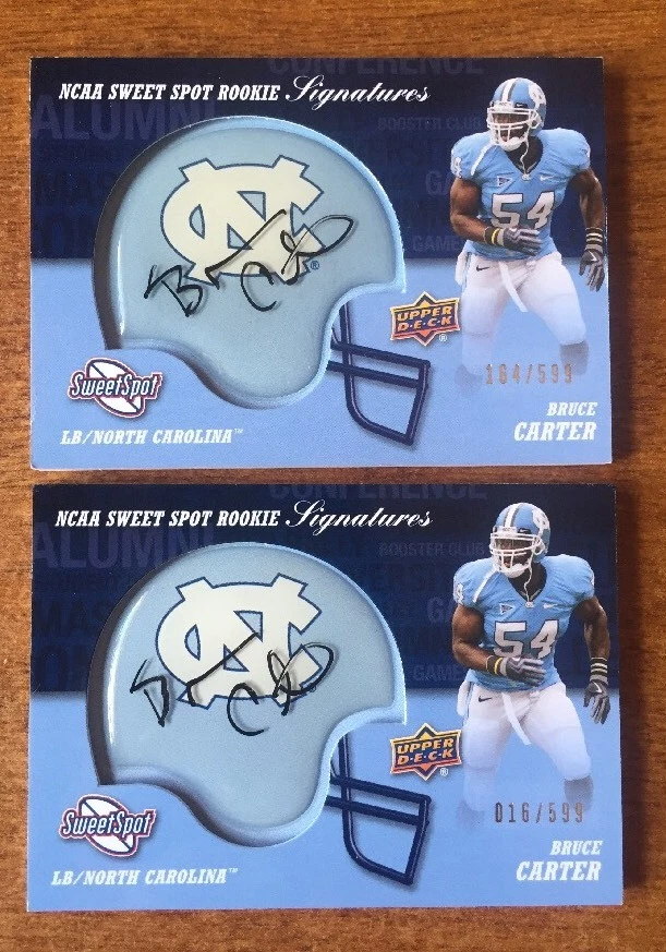 (2) 2011 Upper Deck Sweet Spot Rookie Signatures #RS-BC Bruce Carter #ED /599
