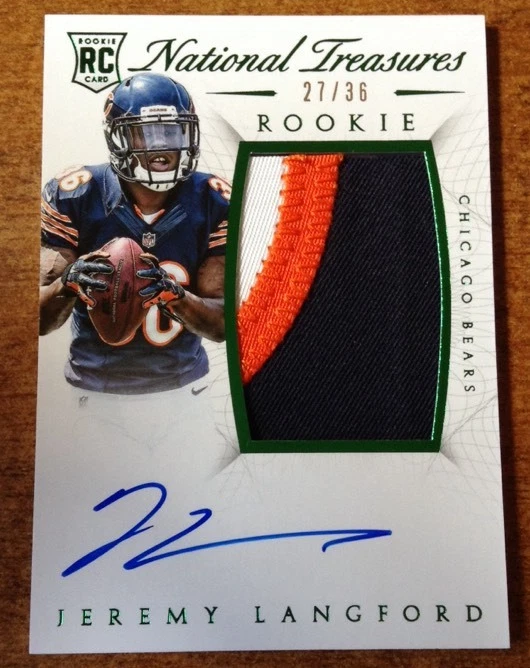 2015 National Treasures JEREMY LANGFORD 3 CLR RPA ON CARD AUTO #D /36 RC BEARS
