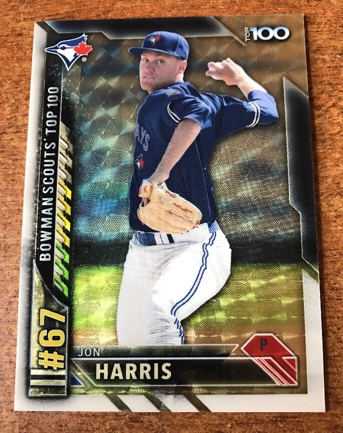 Jon Harris 2016 Bowman Chrome TOP 100 Superfractor 1/1 Toronto Blue Jays
