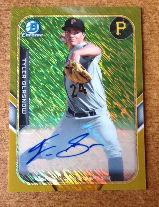 2015 BOWMAN CHROME FARM FINEST MINI GOLD AUTOTYLER GLASNOW P PIRATES 7/50 COLLECTIBLE MEMORABILIA