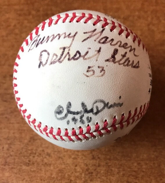NEGRO LEAGUE Autographed MAJOR LEAGUE Baseball CHARLES DAVIS/WARREN/JOHNSON JSA
