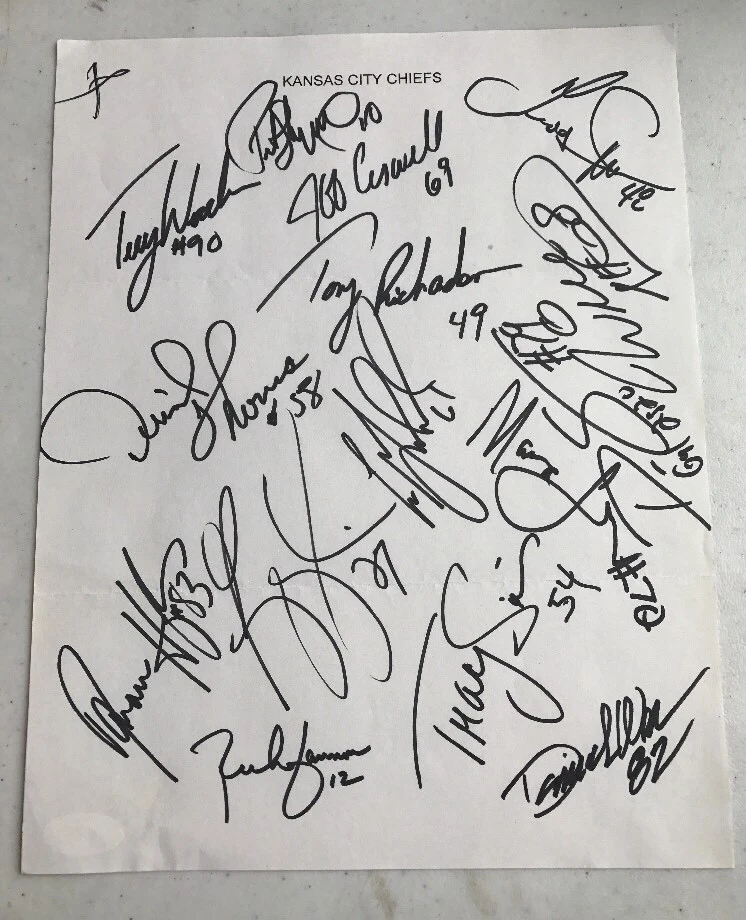 1997 Kansas City Chiefs TEAM Signed NFL Team SHEET W/Derrick Thomas JSA LOA
