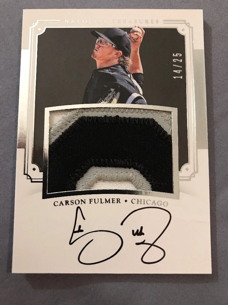 2017 NATIONAL TREASURES CARSON FULMER VERTICAL ROOKIE AUTO 3 COLOR PATCH # 14/25
