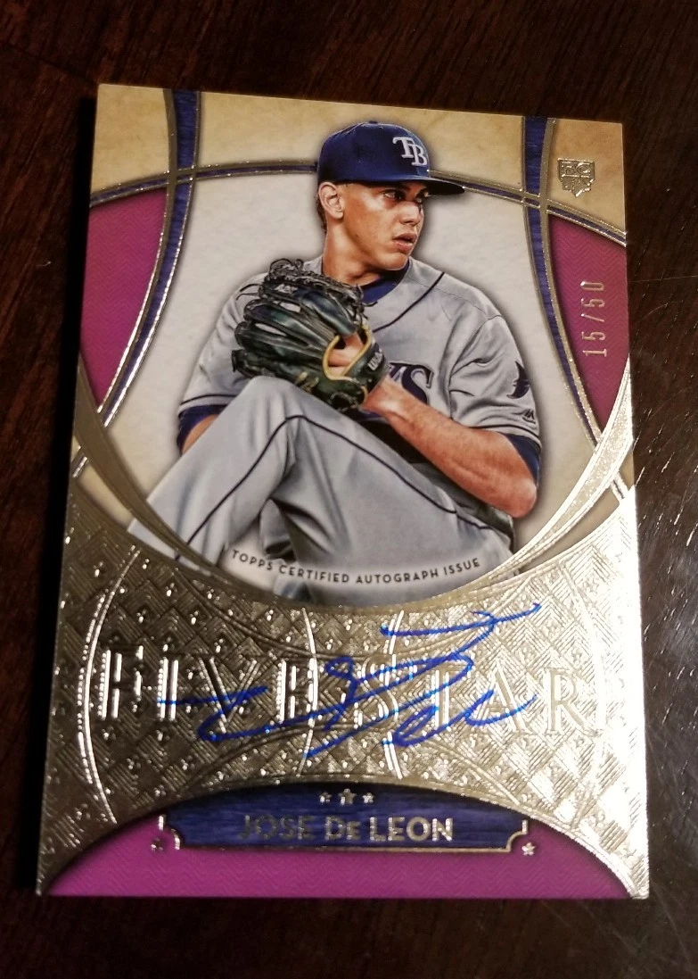 2017 Topps Five Star Jose De Leon Purple On Card AUTO #ED 15/50 RAYS RC

