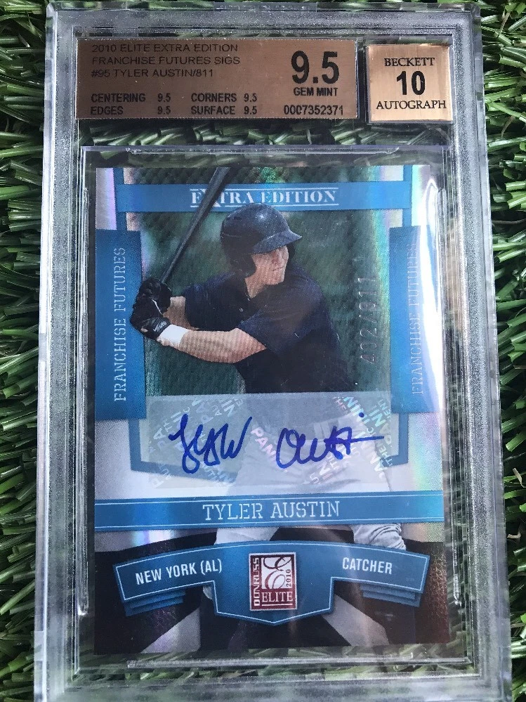 2010 DONRUSS ELITE TYLER AUSTIN AUTOGRAPH ROOKIE CARD YANKEES /811 BGS 9.5/10

