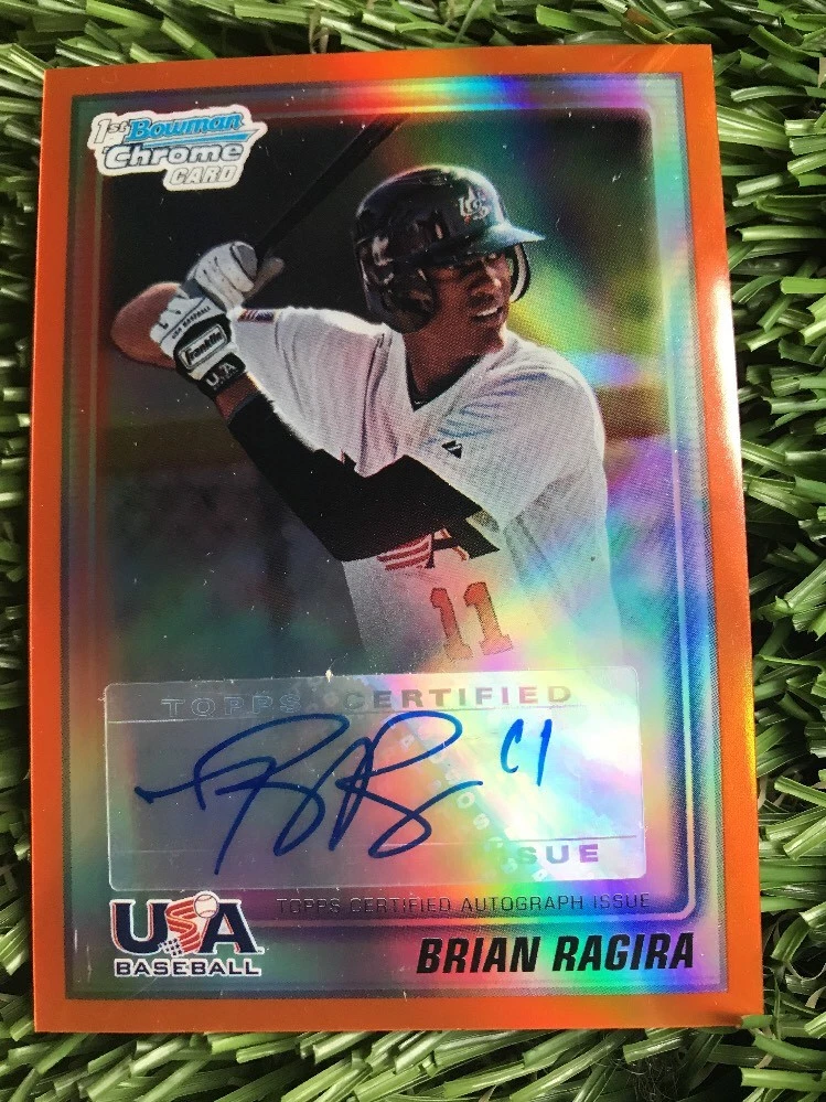 2010 BOWMAN CHROME BRIAN RAGIRA RC ORANGE REFRACTOR AUTO SF GIANTS RARE #12/25
