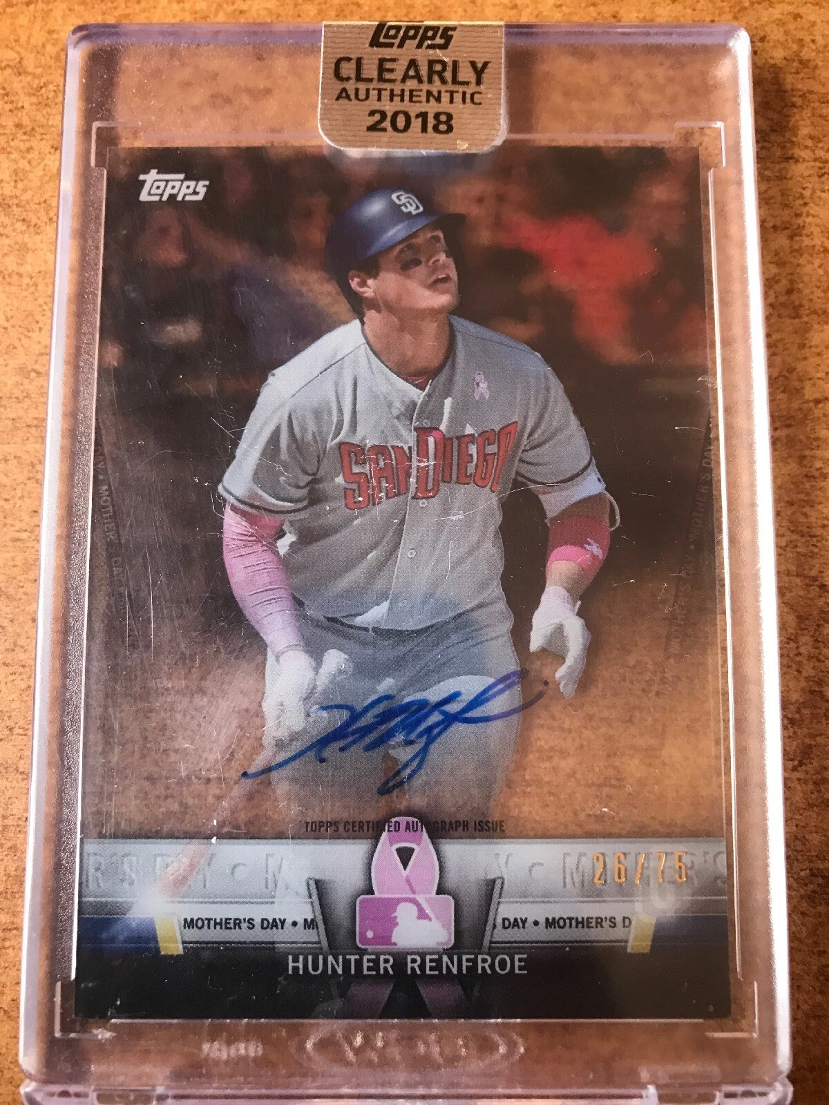 2018 Topps Clearly Authentic Hunter Renfroe Autograph Padres #/75 Black
