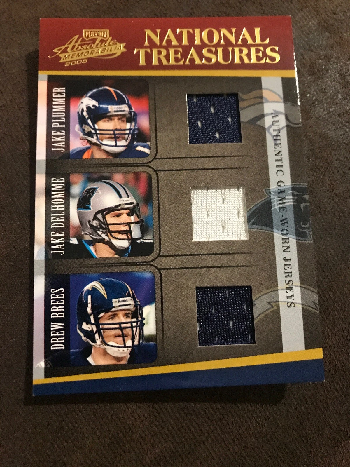 2005 Absolute Memorabilia National Treasures Jerseys Brees, Delhomme, Plummer/50
