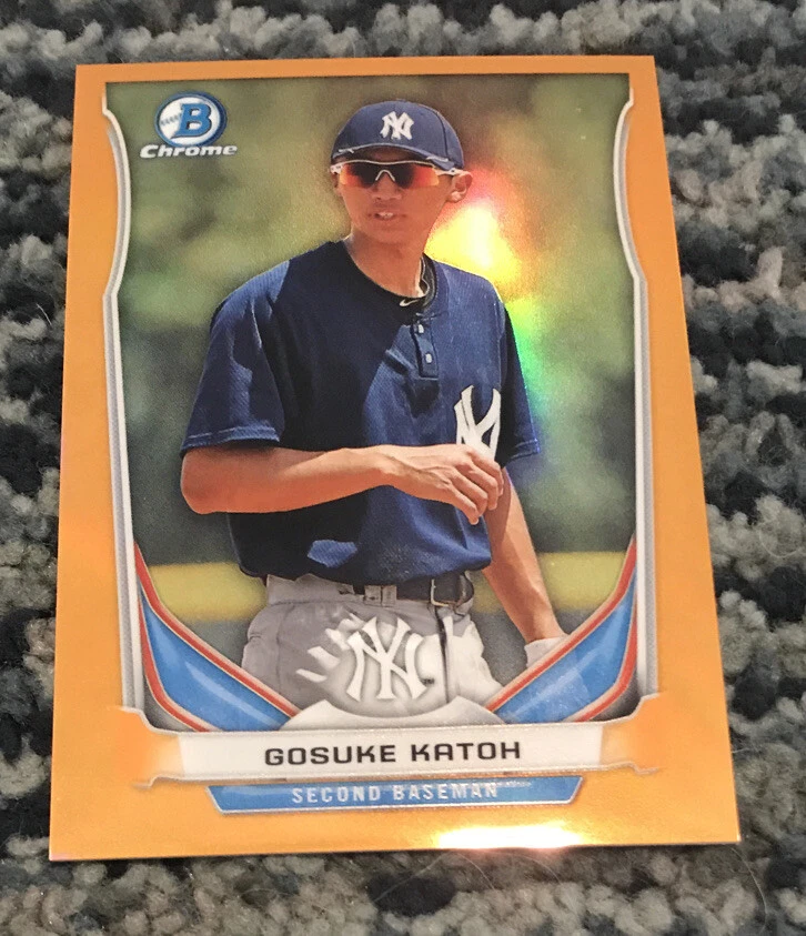 2014 Bowman Chrome ** ORANGE REFRACTOR ** #BCP3 Gosuke Katoh RC #D / 25 Yankees
