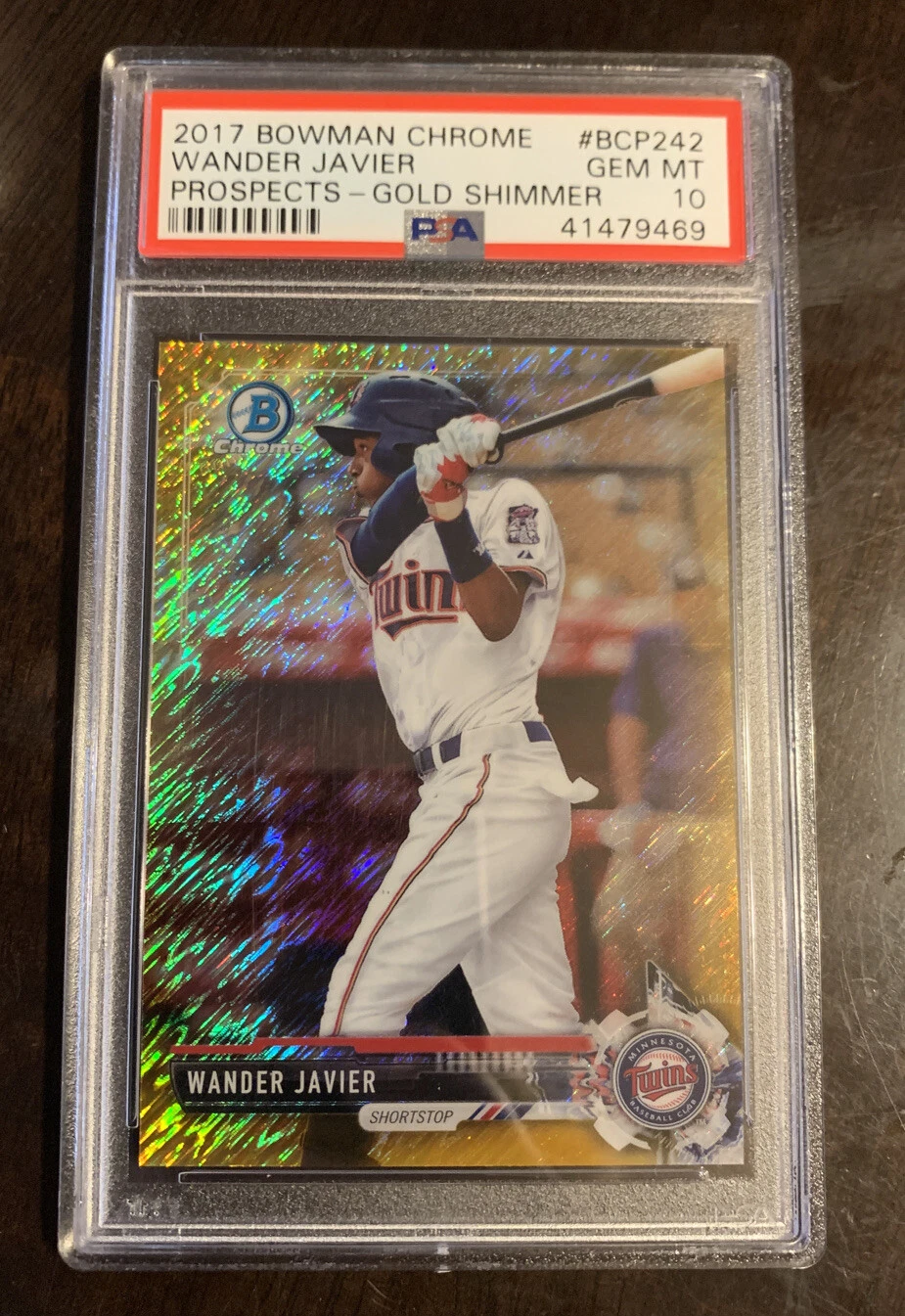 2017 Bowman Chrome Wander Javier Refractor Gold Shimmer #d /50 PSA 10
