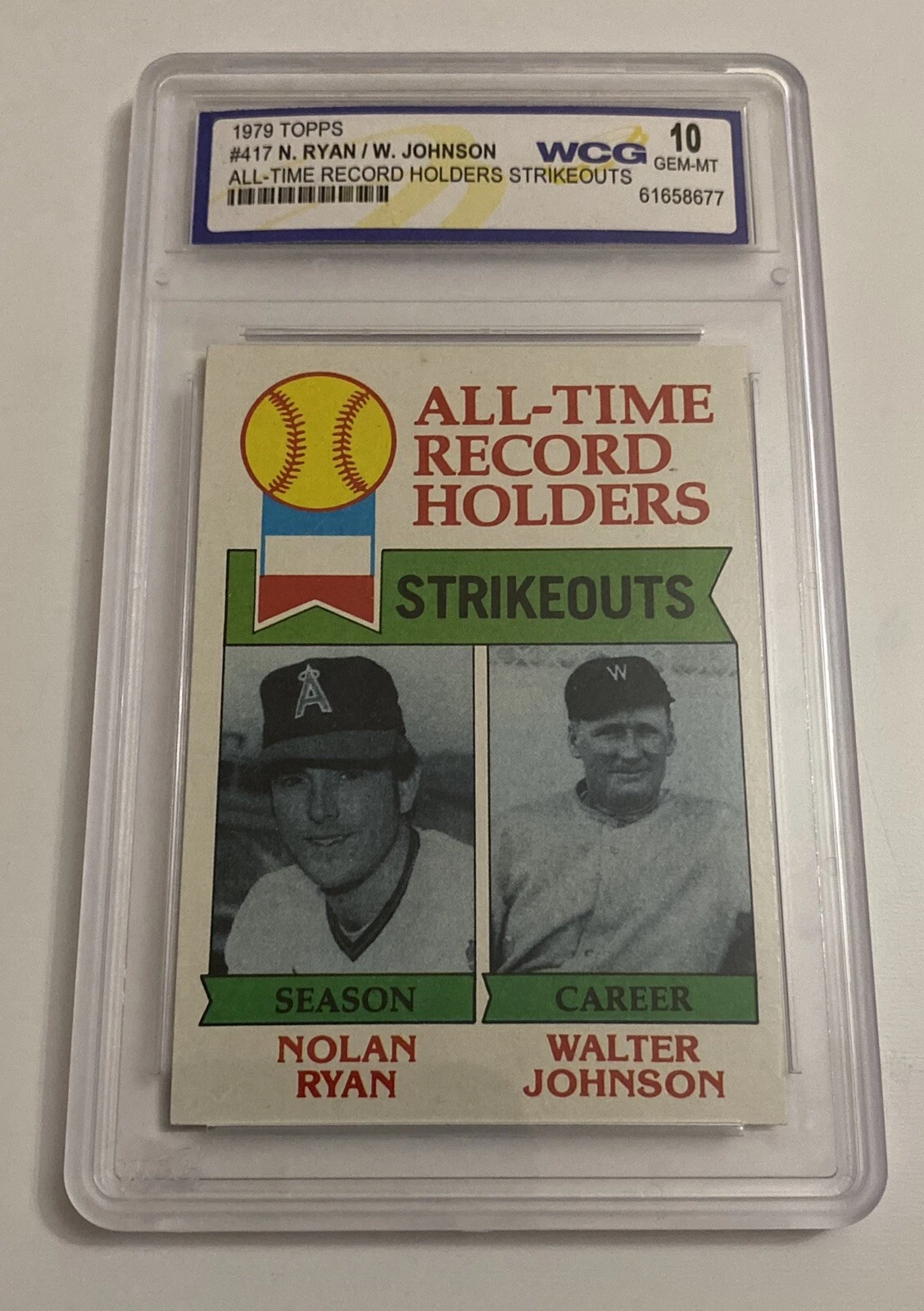 1979 TOPPS RYAN JOHNSON ALL-TIME STRIKEOUTS WCG-10 GEM-MT CARD #417
