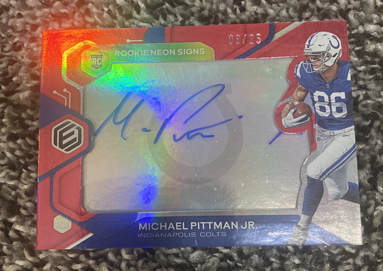 MICHAEL PITTMAN JR. 2020 PANINI ELEMENTS ROOKIE NEON SIGNS RED AUTO RC #D 3/25
