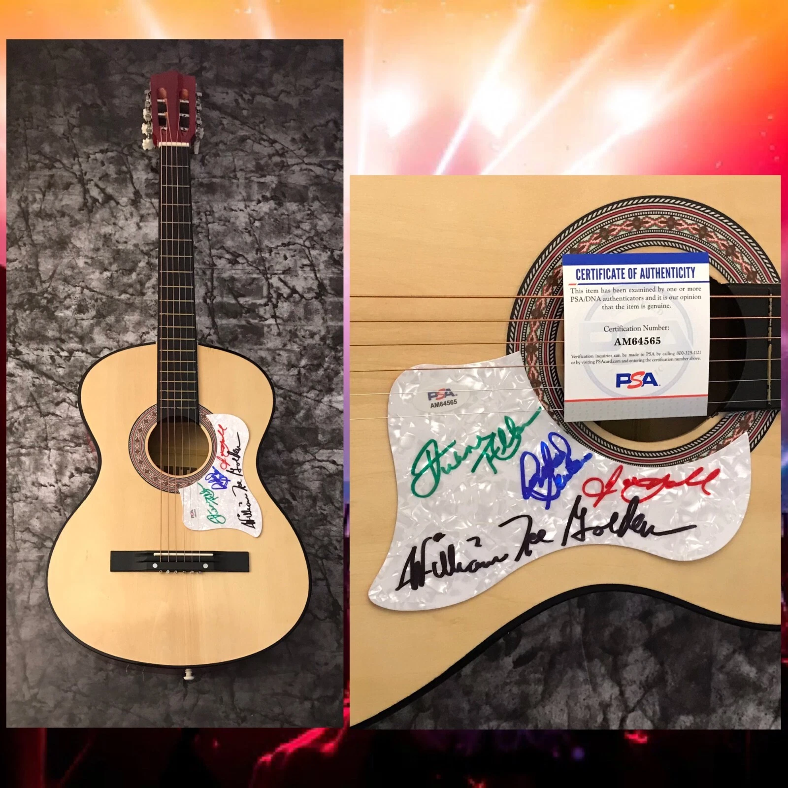 PSA Duane Allen x4 Band * The OAK RIDGE BOYS * Signed Acoustic Guitar COA
