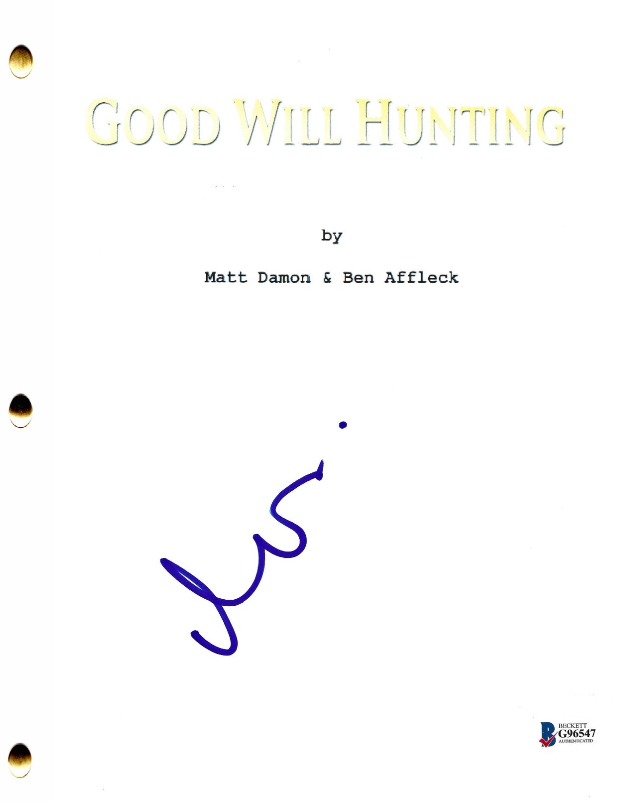 Matt Damon Signed Good Will Hunting Full Movie Script Autograph Beckett

