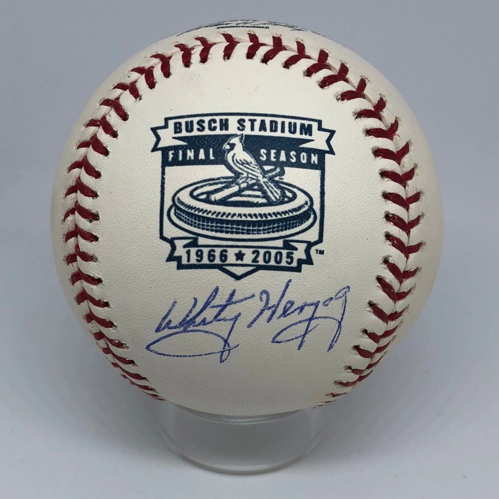 Whitey Herzog signed Rawlings Busch Stadium Baseball JSA Cardinals Logo HOF A446
