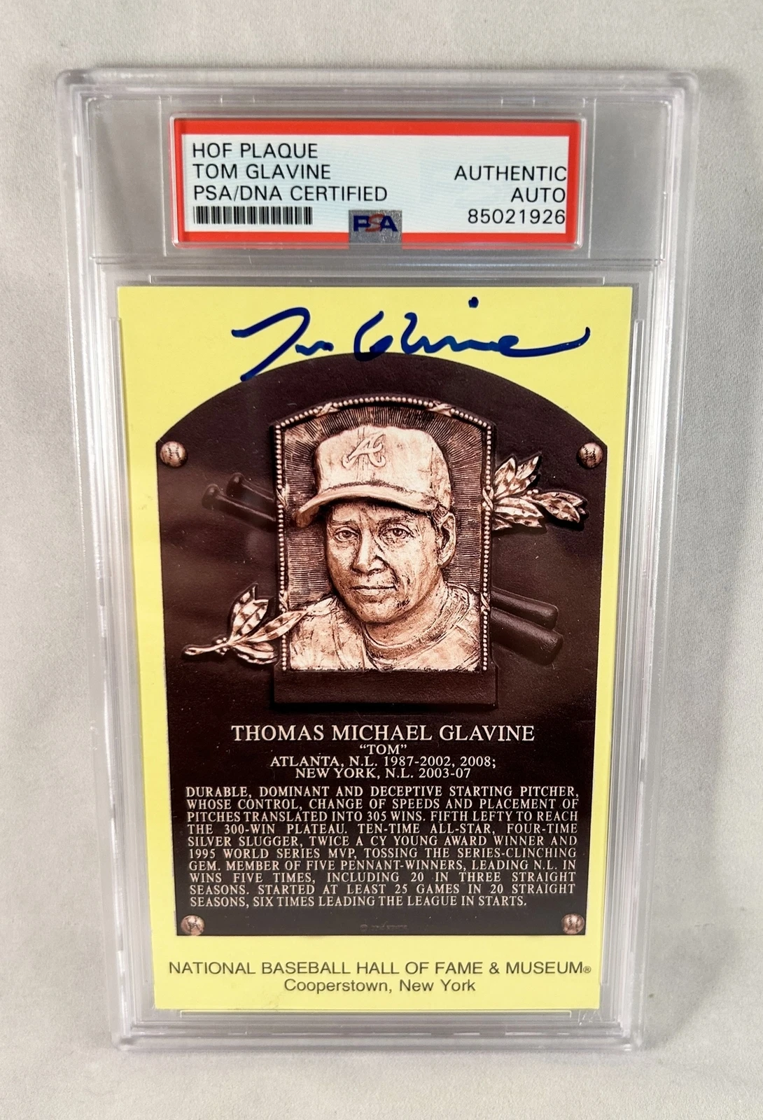 Tom Glavine Signed Ticket HOF Plaque Atlanta Braves PSA/DNA (Copy) COA
