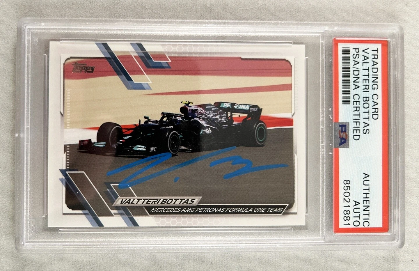 Valtteri Bottas Signed Card 2021 Topps #97 Formula 1 F1 Alpha Tauri PSA/DNA COA
