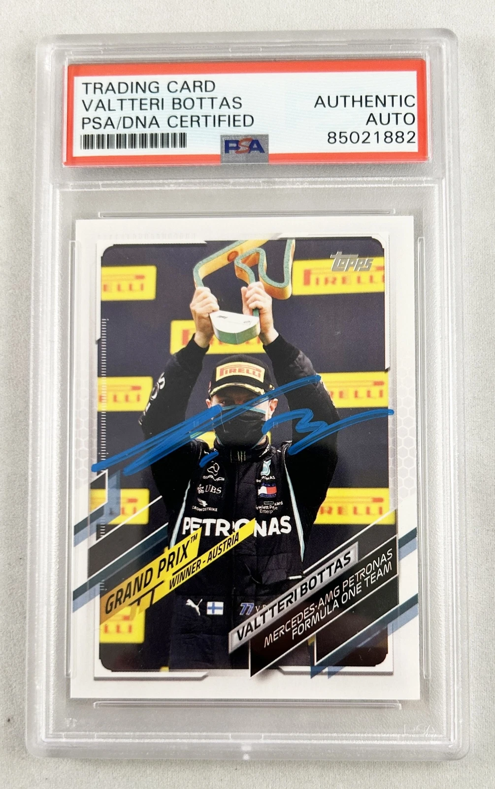 Valtteri Bottas Signed Card 2021 Topps #138 Formula 1 F1 Alpha Tauri PSA/DNA COA
