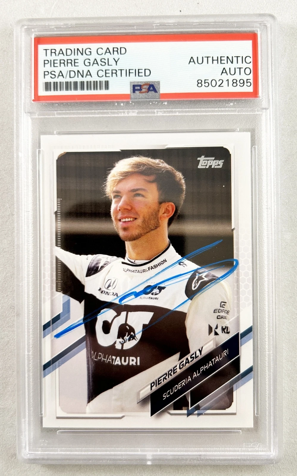 Pierre Gasly Signed Card 2021 Topps #30 Formula 1 F1 Alpha Tauri PSA/DNA COA
