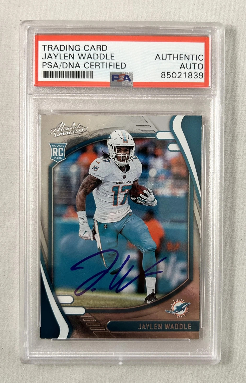 Jaylen Waddle Signed Rookie Card 2021 Panini Absolute #106 PSA/DNA COA
