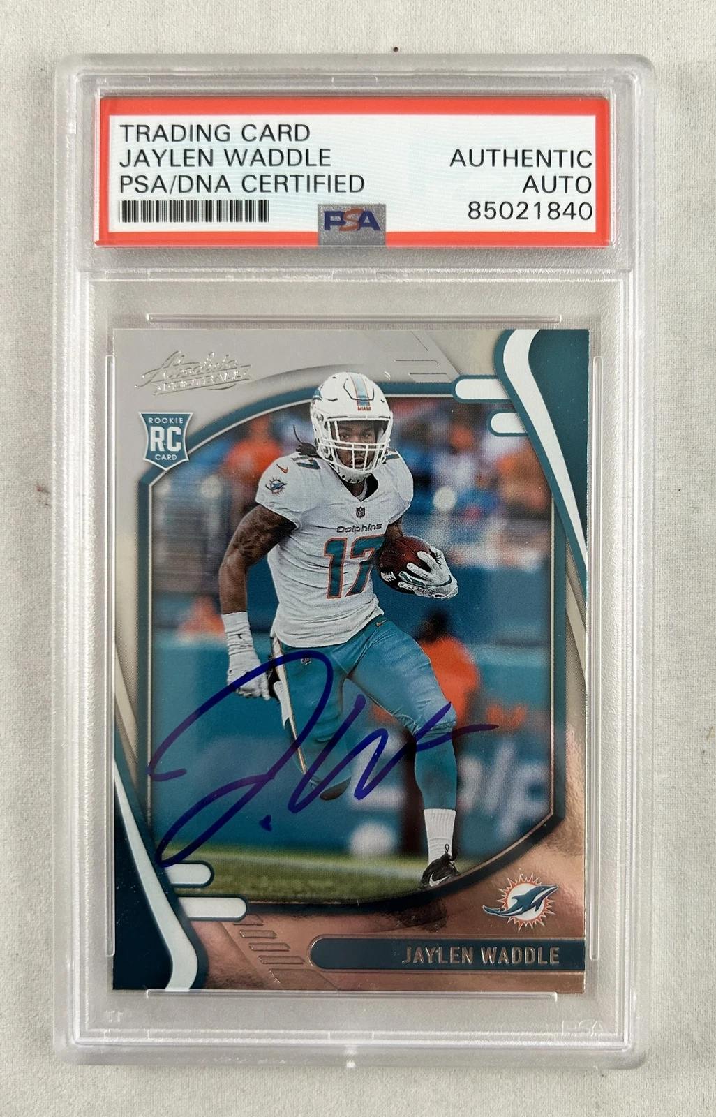 Jaylen Waddle Signed Rookie Card 2021 Panini Absolute #106 PSA/DNA 1 COA
