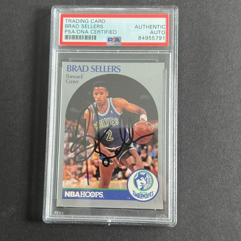 1990 NBA HOOPS #192 BRAD SELLERS SIGNED CARD AUTO PSA SLABBED TIMBERWOLVES
 COLLECTIBLE MEMORABILIA