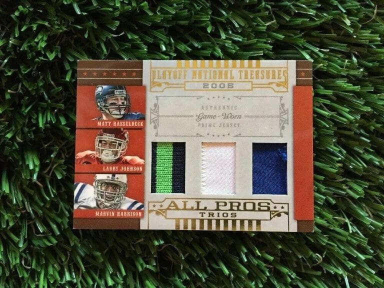2007 NATIONAL TREASURES ALL PROS TRIOS JERSEY HASSELBECK JOHNSON HARRISON /25
 COLLECTIBLE MEMORABILIA