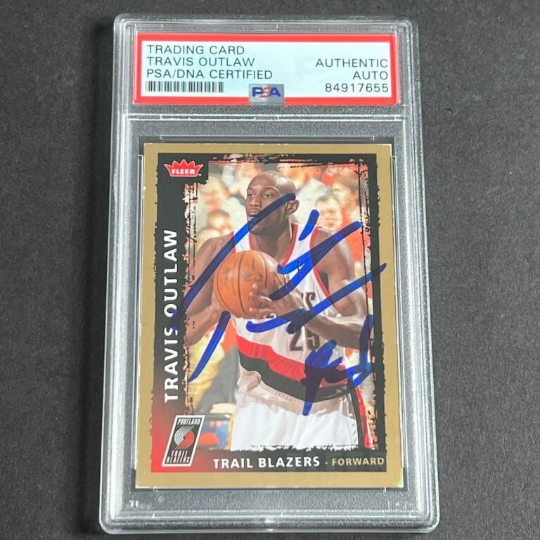 2008-09 FLEER #164 TRAVIS OUTLAW SIGNED CARD AUTO PSA SLABBED PORTLAND TRAIL BLA
 COLLECTIBLE MEMORABILIA