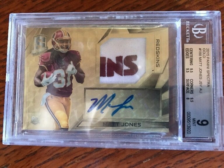 2015 MATT JONES PANINI SPECTRA ROOKIE REDSKINS JERSEY AUTO BGS 9/10 AUTO 1/1 WOW
 COLLECTIBLE MEMORABILIA