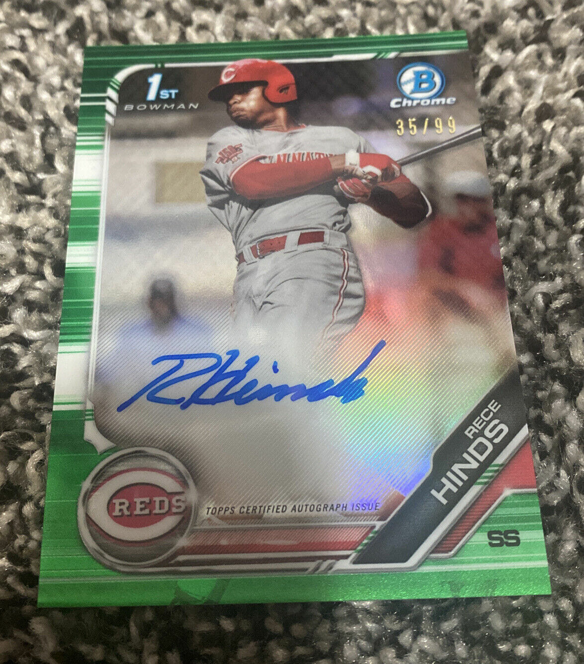 2019 Bowman Chrome Draft Rece Hinds Green Refractor Auto #35/99 